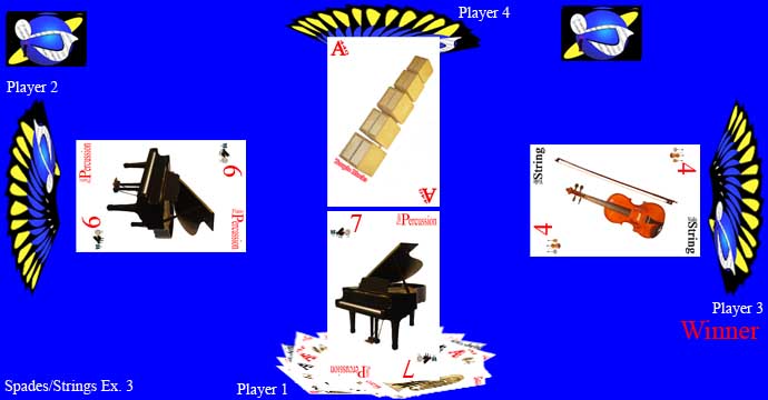 Notes-Spades-Bid-Whist-card-game-music-STEM-piano-woodblock-violin-clarinet-saxophone-numbers-words-on-card-blue-background 